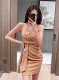 Solid Glitter Party Sexy Fashion Party Satin Dress