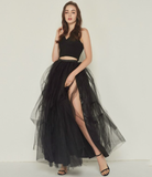 Sexy Black Irregular Tulle Skirt