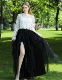 Sexy Black Irregular Tulle Skirt