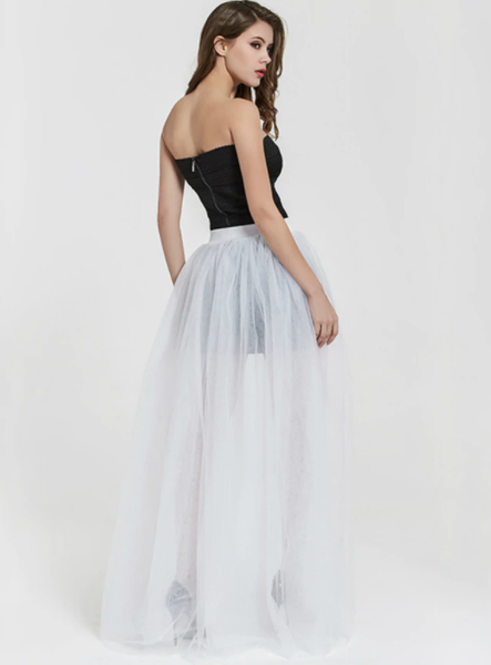 Women White Tulle Tutu Skirt Over Skirt