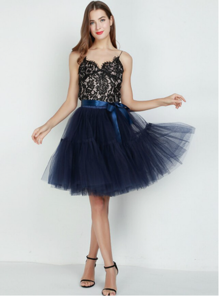 Navy Blue Puff Tulle Tutu Skirt