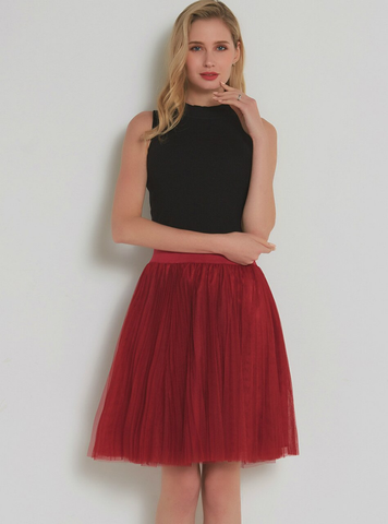 Burgundy Mesh Sweet Tulle Tutu Skirt