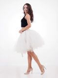Women Ivory White Tulle Short Dance Tutu Skirt