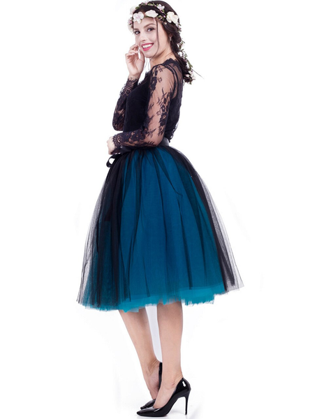 Blue + Black 7-layer Gauze Pleated Tutu Skirt