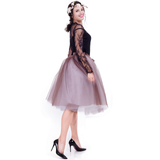 Coffee + White 7-layer Gauze Pleated Tutu Skirt
