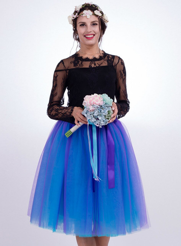 Blue + Purple 7-layer Gauze Pleated Tutu Skirt