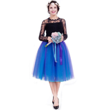 Blue + Purple 7-layer Gauze Pleated Tutu Skirt