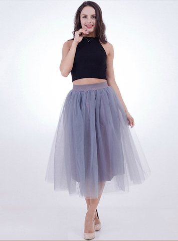 Gray Large Pendulum Gauze Skirt