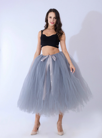 Gray Tulle Tutu Middle Skirt