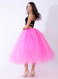 Women Pink Tulle Tutu Middle Skirt