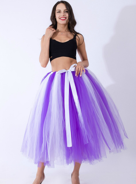Purple + White Tulle Tutu Middle Skirt