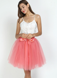 Watermelon Red 7-Layer Short Tulle Skirt