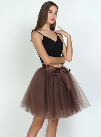 Coffee 7-Layer Short Tulle Skirt
