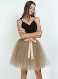 Khaki 7-Layer Short Tulle Skirt