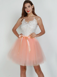 Peach Pink 7-Layer Short Tulle Skirt