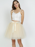 Beige 7-Layer Short Tulle Skirt