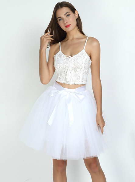 White 7-Layer Short Tulle Skirt