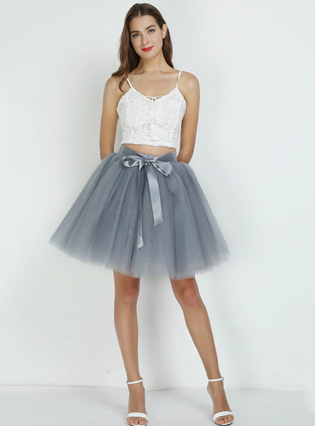 Gray 7-Layer Short Tulle Skirt