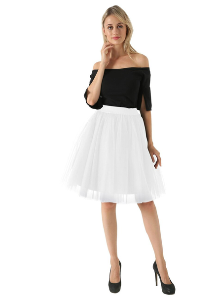 White 5 Layer Mesh Tutu Skirt