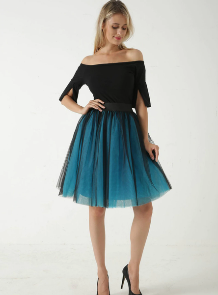 Blue + Black 5 Layer Mesh Tutu Skirt