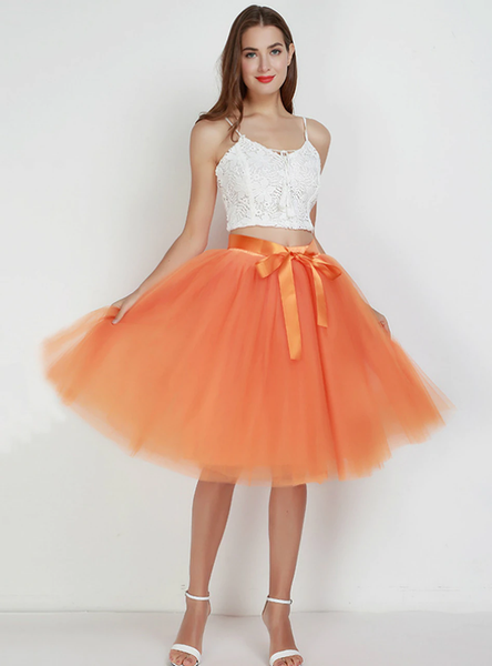 Orange 7 Layers Tulle Tutu Skirt