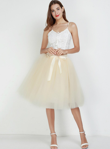 Beige 7 Layers Tulle Tutu Skirt