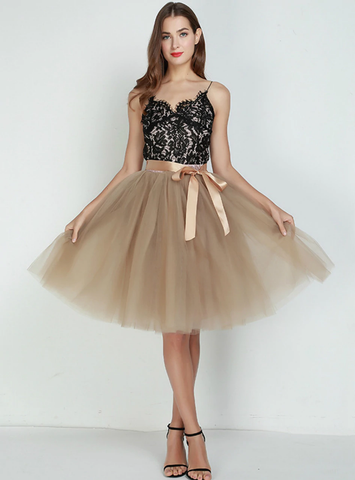 Khaki 7 Layers Tulle Tutu Skirt