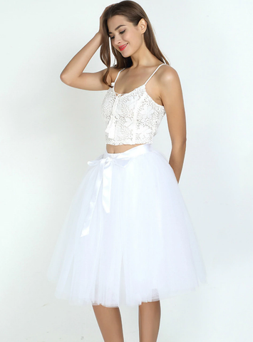 White 7 Layers Tulle Tutu Skirt