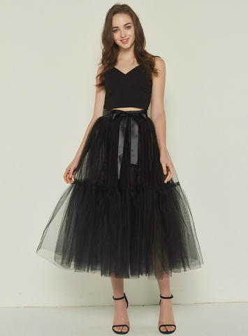 4 Layers Black Tulle Tutu Skirt