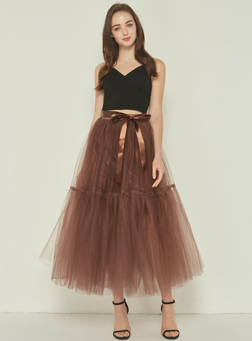4 Layers Coffee Tulle Tutu Skirt
