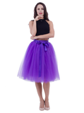 Dark Purple Belt Puff Dance Tulle Skirt