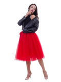 Red Belt Puff Dance Tulle Skirt