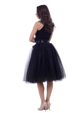 Black Belt Puff Tulle Skirt