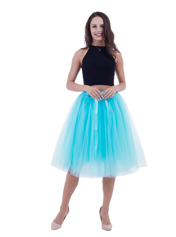 Sky Blue Belt Puff Tulle Skirt