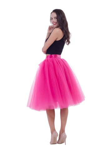 Fuchsia Gauze Belt Puff Tulle Skirt
