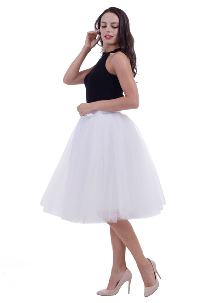 White Gauze Belt Puff Tulle Skirt