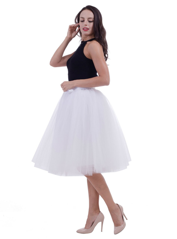 White Gauze Belt Puff Tulle Skirt