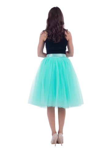 Mint Green Gauze Belt Puff Tulle Skirt