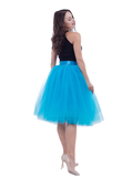 Blue Gauze Belt Puff Tulle Skirt