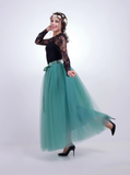 Light Green Gauze Mop Floor Long Skirt