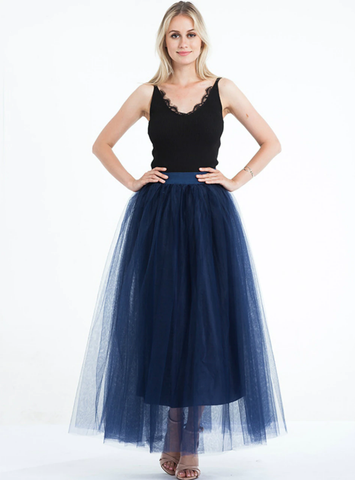 Women Navy Blue Tulle Tutu Skirt