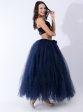 Navy Blue Tulle Long Tutu Skirt