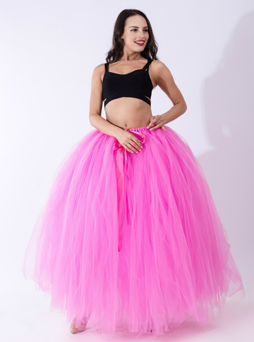 Pink Tulle Long Tutu Skirt
