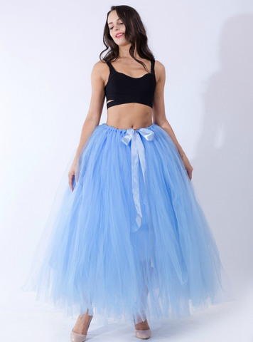 Lake Blue Tulle Puff Tutu Skirt
