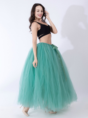 Women Light Green Tulle Puff Tutu Skirt