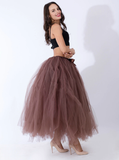 Coffee Tulle Long Tutu Skirt
