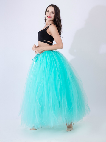 Mint Green Tulle Long Tutu Skirt