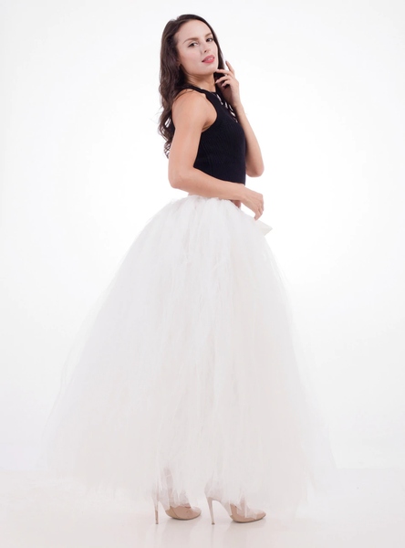 Ivory Tulle Long Puff Tutu Skirt