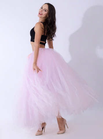 Light Pink Tulle Long Tutu Skirt