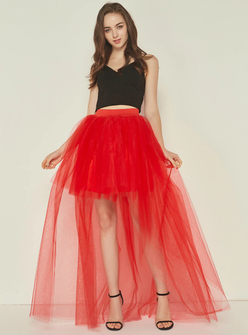 Red Swallowtail Gauze Hi Lo Tutu Skirt